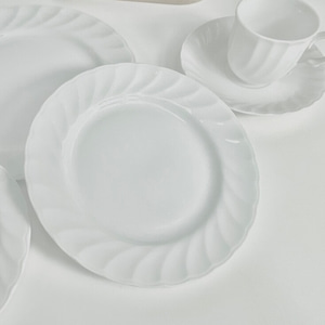 파도무늬 원형 디저트 접시 컵 감성 브런치 플레이트